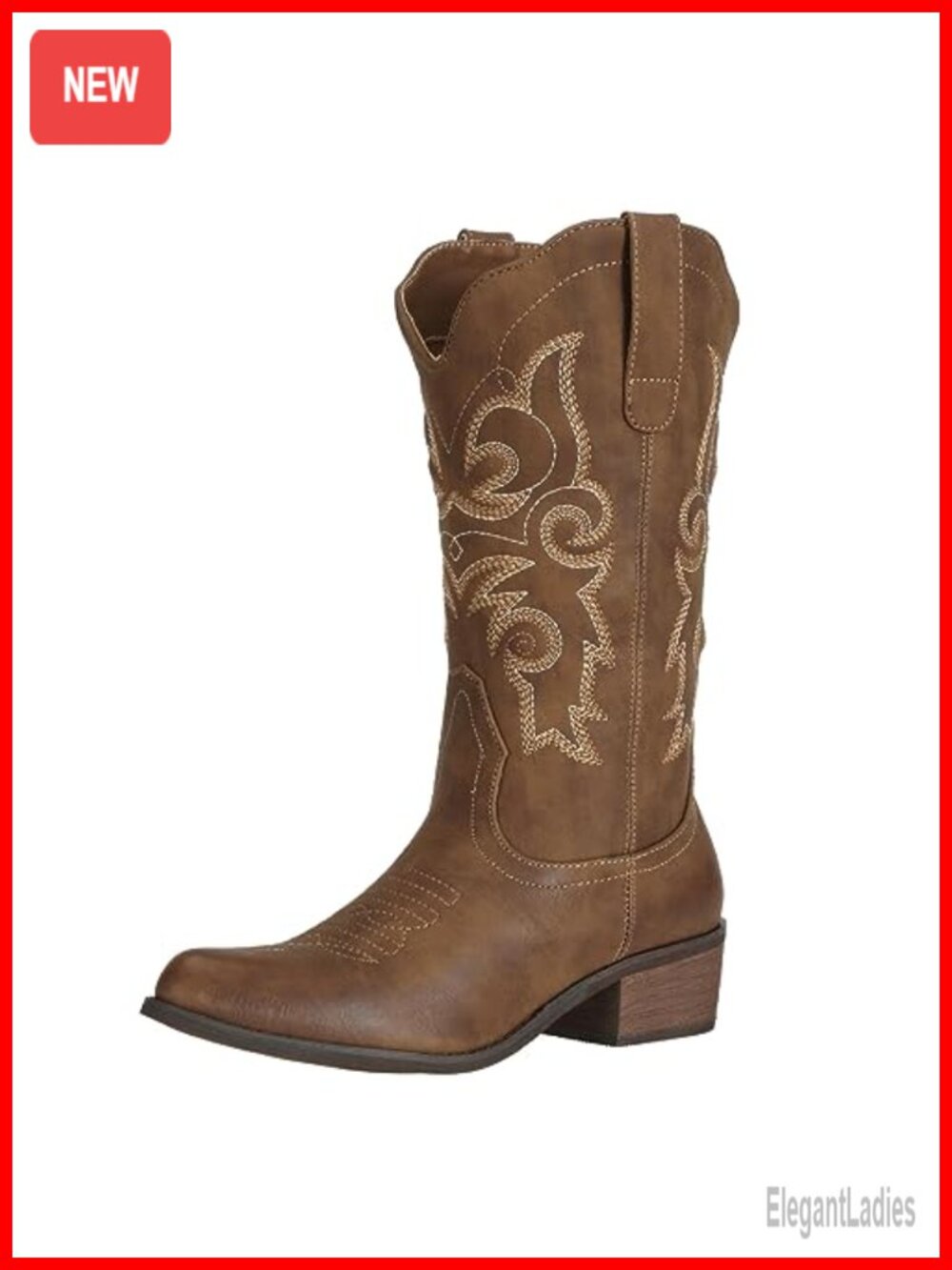 Women's Wide Calf Western Cowgirl Boots Pointed Toe Mid Calf